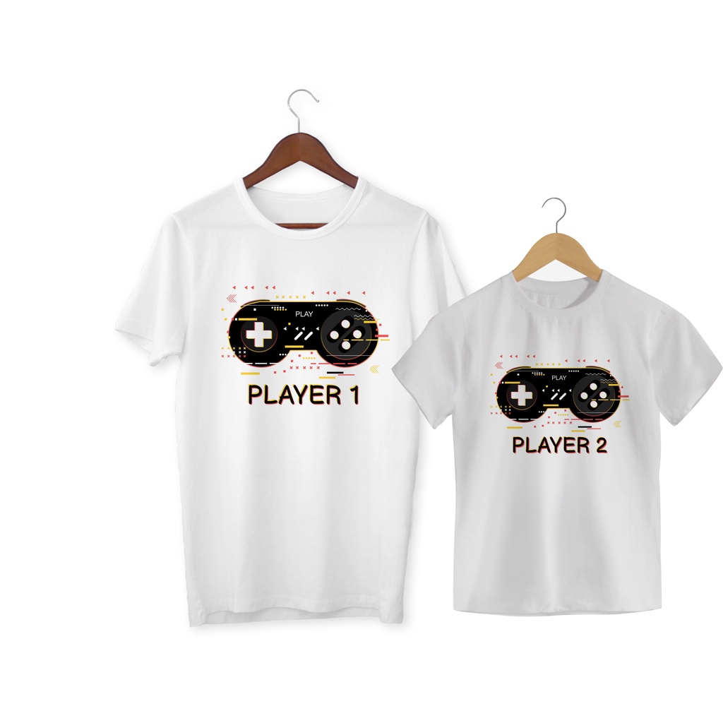 Kit camiseta Pai e filho Game player 1 e 2 game retro super nintendo