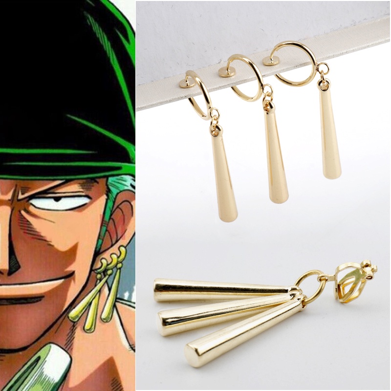Brinco De Metal Anime One Piece Roronoa Zoro Para Masculino E Mulheres/Cosplay