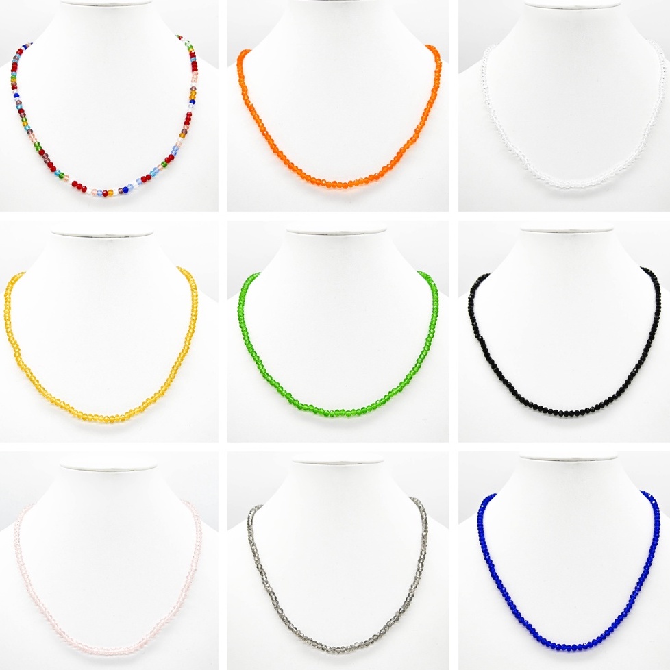 Colar de Cristal Transparente Colorida /Choker Cristal Colorida em Oferta na Shopee