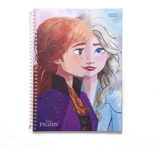 Caderno Espiral Disney Frozen Jandaia 1 Materia 80 Folhas