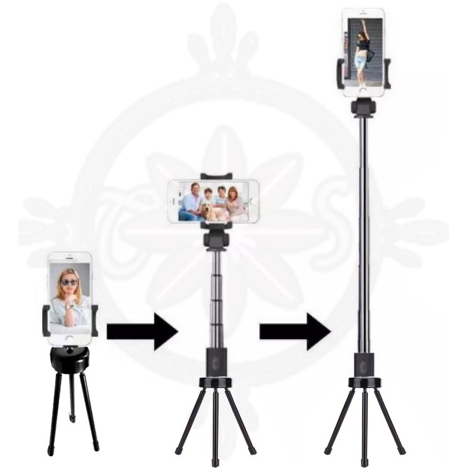 Kit Bastão pau de Self e Mini tripe flexivel para celular e câmeras com controle remoto Bluetooth.