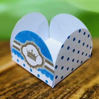 50  forminhas 4 Pétalas para doces TEMA PRÍNCIPE REALEZA COROA AZUL 44.3... em Oferta na Shopee