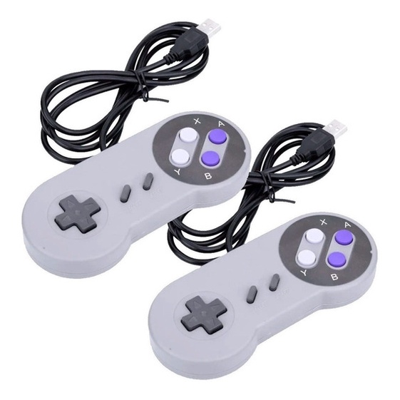 Kit C/2 Controle Super Nintendo Snes Joystick Usb Jogos Emulador Pc