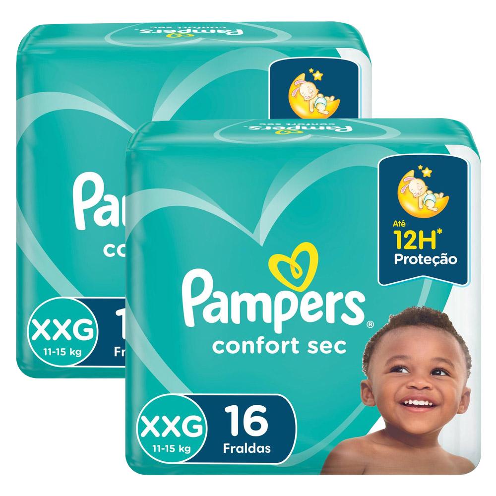 Kit Fralda Pampers Confort Sec XXG 32 Unidades - Mom & Baby