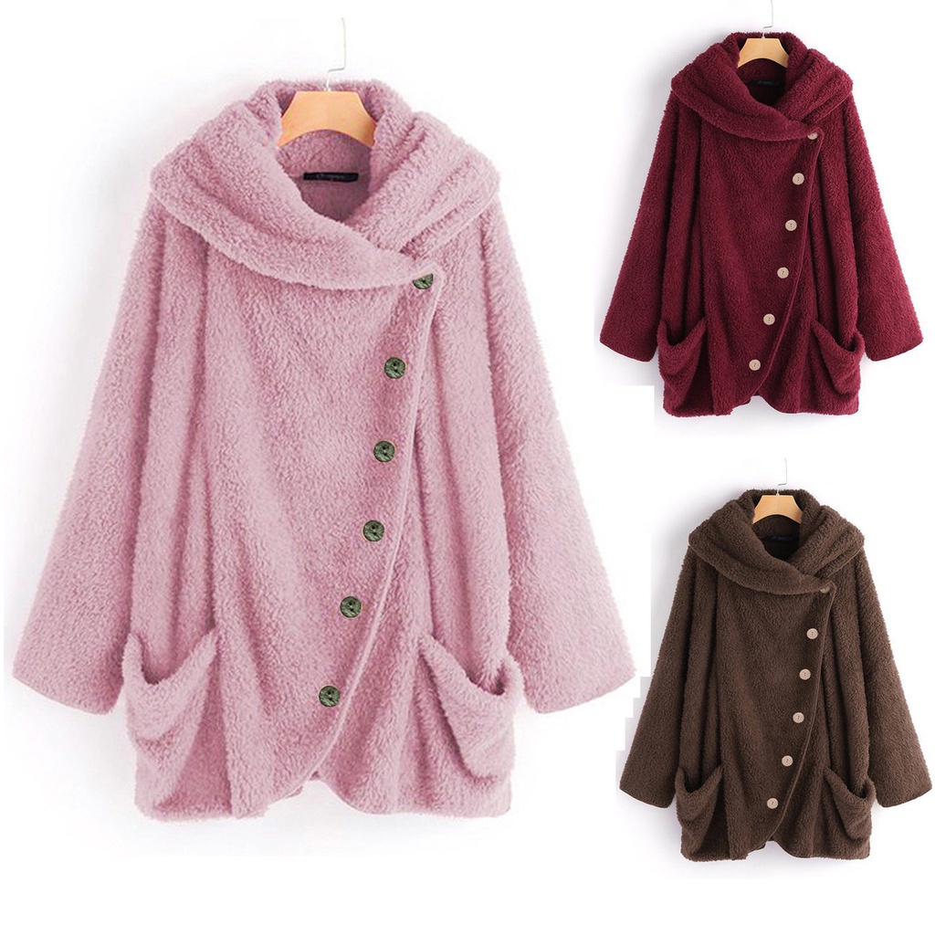 AKIMPE Women Casual Solid Turtleneck Big Pockets Cloak Coats Vintage Oversize Coats 