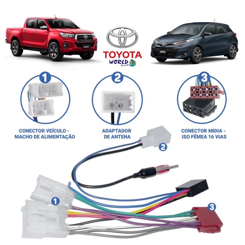 Plug Chicote Adaptador Antena Toyota Corolla Etios Sw4 Hilux