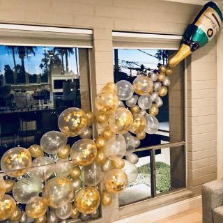 Kit de 42 peças balões de garrafa de champanhe + balão de látex ouro branco para decoração de festa de casamento