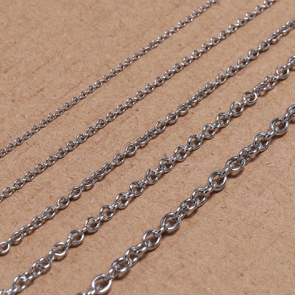 5 Metro / Lote 1.2 1.6 2.5 3mm Colar De Corrente Aço Inoxidável Corrente cruzada Para joias artesanais