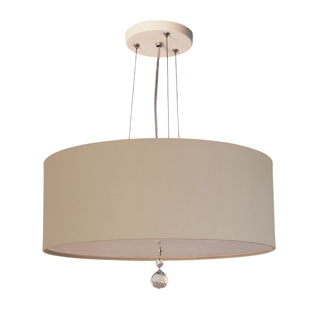 Lustre Pendente Com Cristal Cúpula Cáqui 50x15 3E27