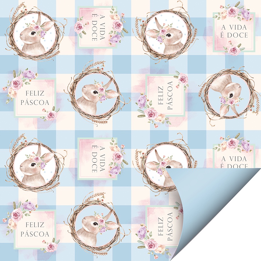 Folha para Ovos de Páscoa Double Face Coelha Serena Azul 69x89cm - 05 unidades - Cromus - Rizzo em Oferta na Shopee