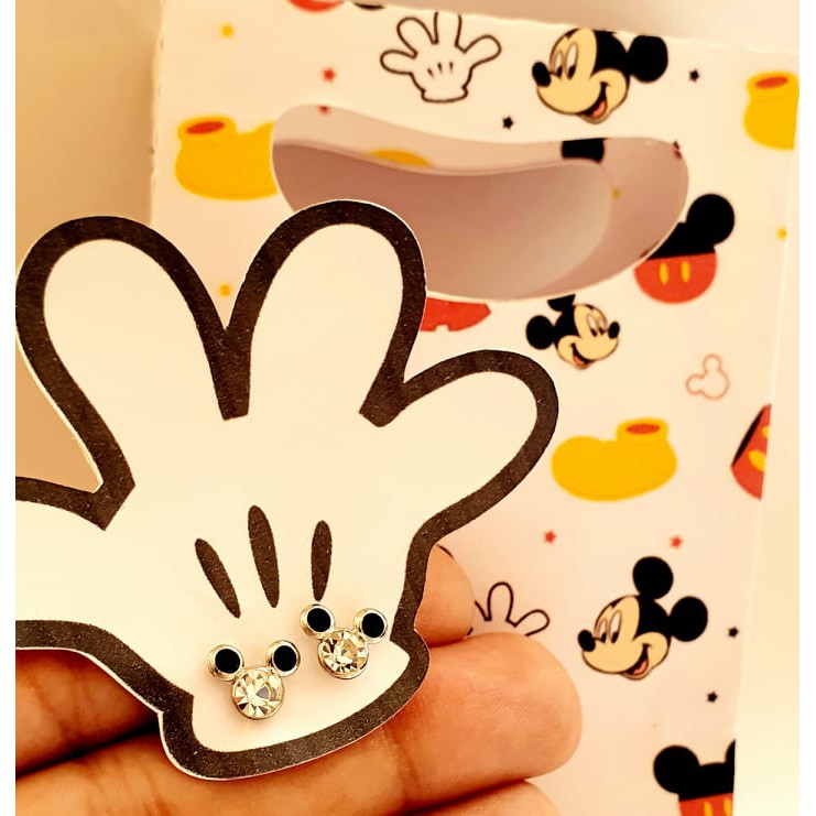 Brinco Mickey Strass Aço Inox pedra Aço cirúrgico anti alérgico Disney delicado em Oferta na Shopee