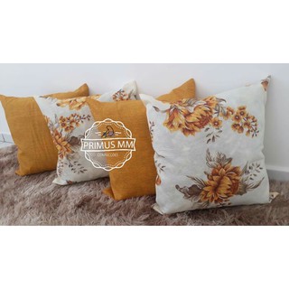 kit 04 Capas de Almofadas  Estampa FLORAL MOSTARDA Decorativas Para Sala ou Quarto Tamanho 45cmx45cm