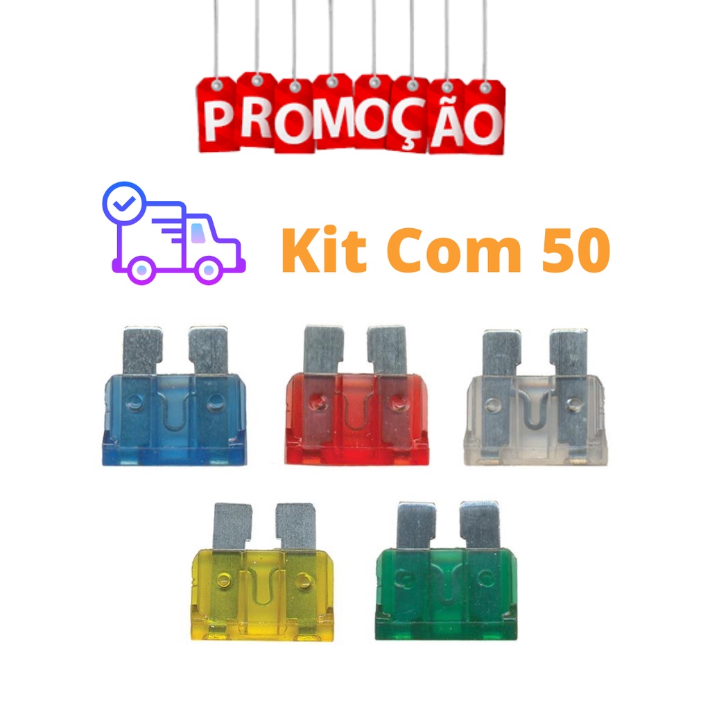 Fusível Lamina Automotivo 10A 15A 20A 25A 30A Amperes KIT 50 Fusíveis em Oferta na Shopee