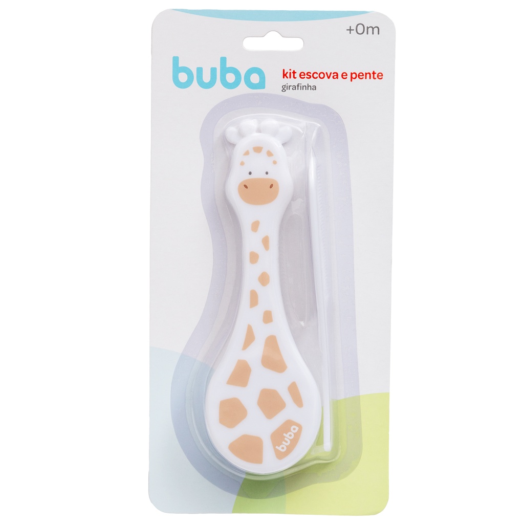 Kit Escova E Pente Girafinha Cuidados Bebê 14987  Buba