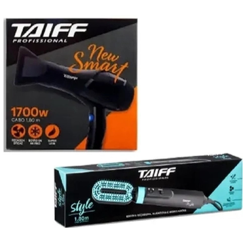 Kit Taiff 220v - Secador New Smart 1700w + Escova Secadora Alisadora Modela Style 900w