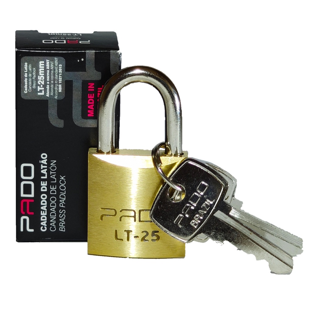 CADEADO PADO LATÃO MACIÇO REFORÇADO ORIGINAL LT-25MM