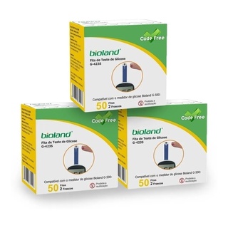 Tiras/Fitas De Glicose Diabetes Bioland G-500 c/150 unidades