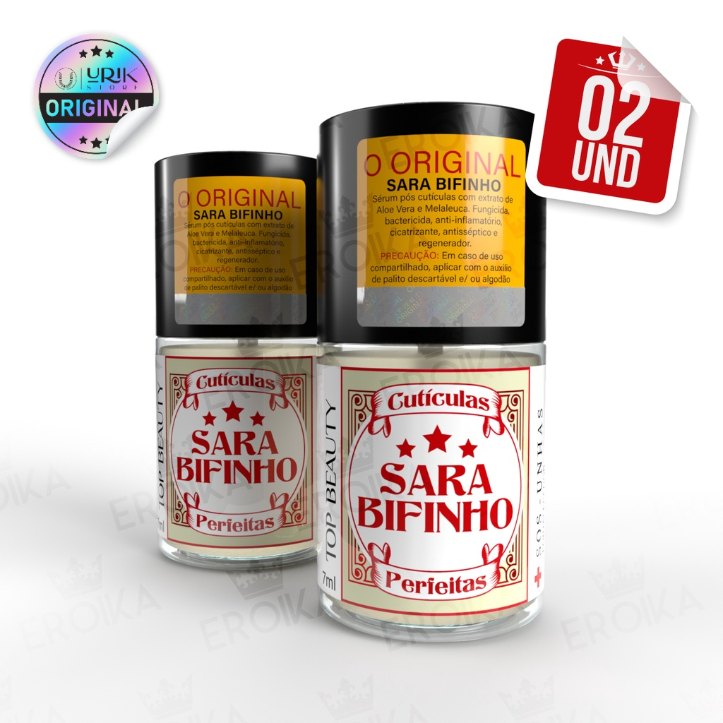Kit 02 Sara Bifinho Pós Cutícula Bactericida Anti Inflamatória Cicatrizante S.O.S Unhas Top Beauty