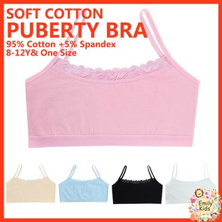 B204 8-12 Anos Moda E Roupa Interior De Sutiã De Algodão Confortável Para Meninas Com Borda De Renda