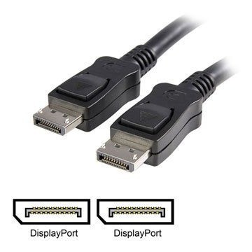 CABO DISPLAYPORT MACHO X DISPLAYPORT MACHO 1.8 METROS 60HZ 75HZ 90HZ 100HZ 120HZ 144HZ 240HZ VERSAO 1.4A RETROCOMPATIVEL COM VERSOES ANTERIORES 1.1 1.2 1.3 BLINDADO E COM CONECTOR COM TRAVA