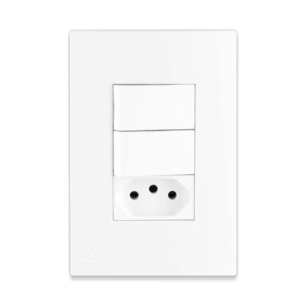 Tomada Interruptor Com Placa 2P Linha Lissê Apoio — imagem 2 de 2