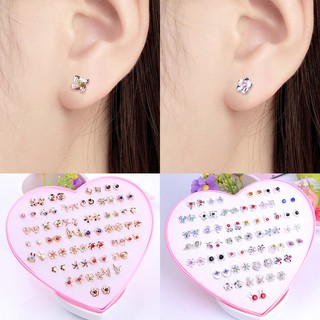 12/36 Pares Mini Pinos De Orelha De Plástico Cristal Moda Bonito Brincos Multi Design