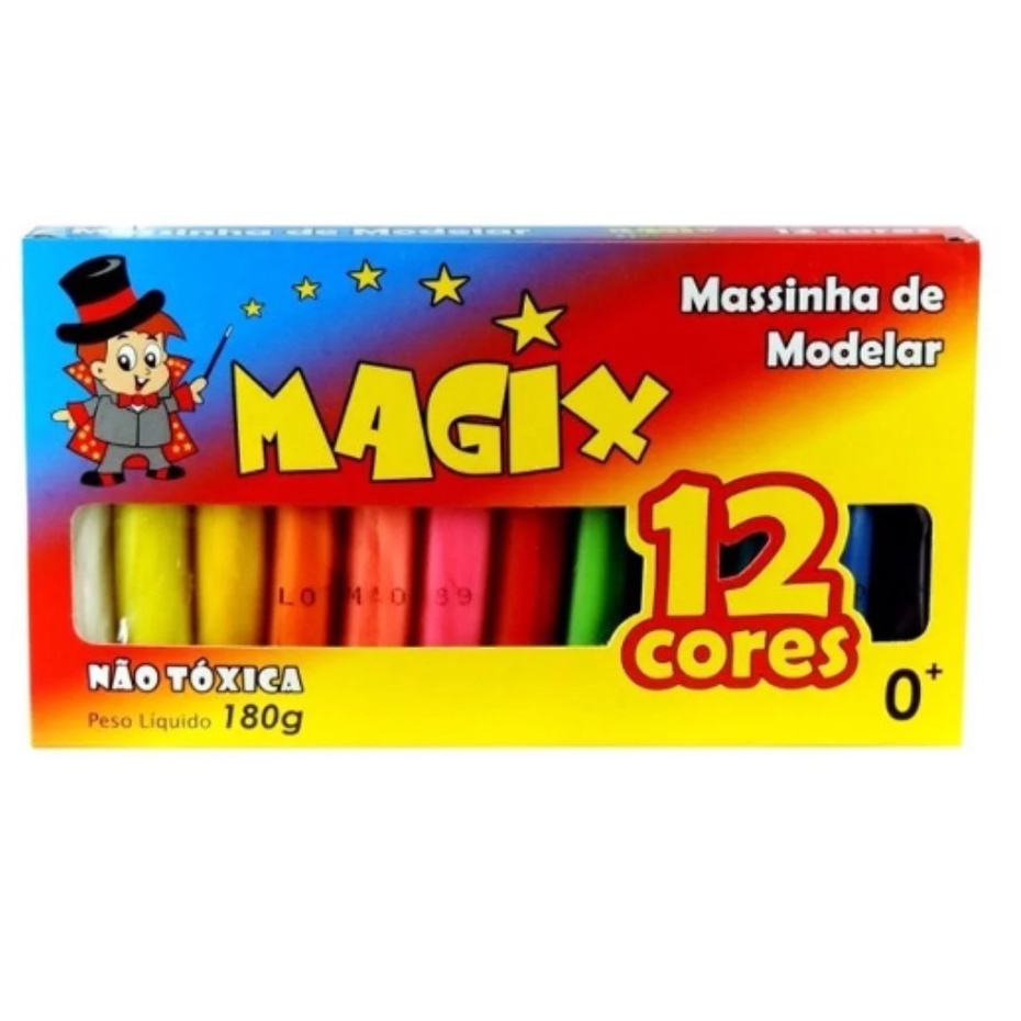 Massa de Modelar 12 Cores 130g - Magix - Escolar Não Tóxica | Shopee Brasil
