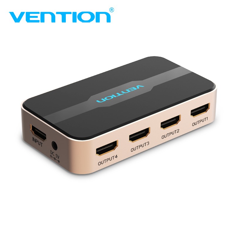 Venção 1x4 Hdmi Splitter 1 Em 4 Fora 4K 30Hz Suporta 3D Full Hd 1080P Para Xbox Ps4 Ps3 Fogo Vara Blu-Ray Apple Tv 4 P