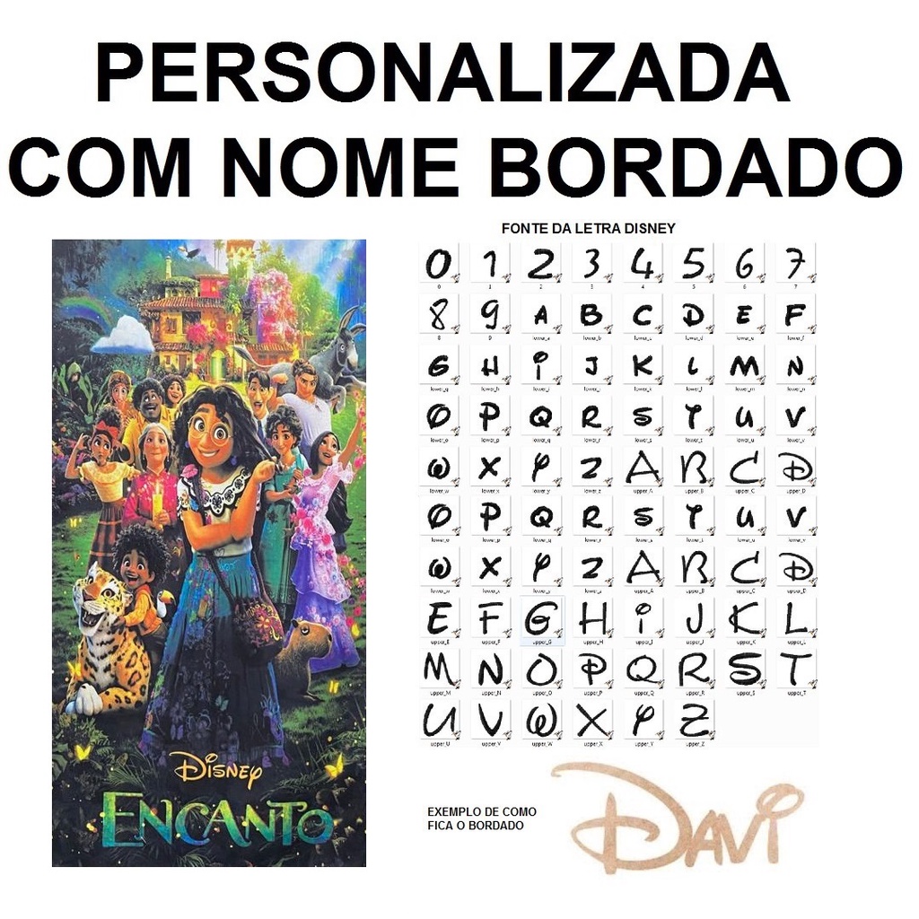 Toalha de Banho Infantil Encanto Mirabel Turma PERSONALIZADA NOME BORDADO