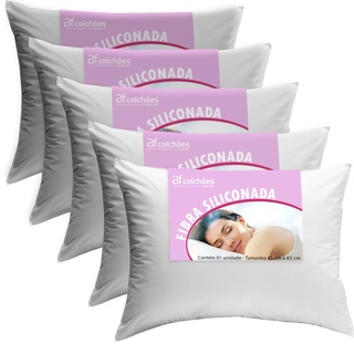 Kit 5 Travesseiros Antialérgico Macio Fibra 45x65cm BF Colchões