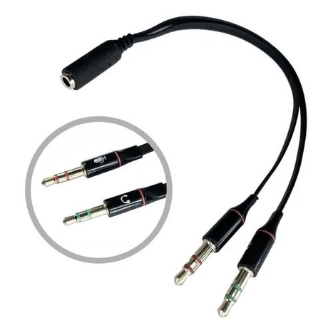 Cabo Conversor Adaptador Divisor Splitter de Áudio 3,5mm P3 para P2 audio e microfone PC ou Notebook Headset XT2204 XTRAD