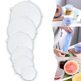 A Melhor Kit 6 Tampas Silicone, Tampa panela Elástica Reutilizável Elástica para Potes Tapoer Cozinha Flexível em Oferta na Shopee
