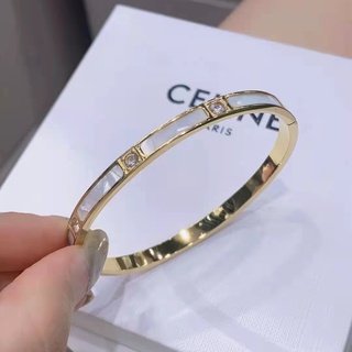 2021 Nova Concha Branca De Aço Inoxidável Com Diamante Pulseira Sem Desbota Mulheres Jóias