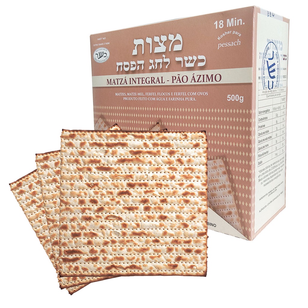 Pão Ázimo Matzá Integral Ceia Judaica Pessach M. Snayde 500g