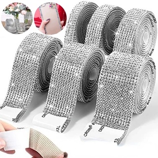 Sparkly Prata Vidro Strass Adesivos Tira/Brilhante Auto-Adesivo Cristal Beads Apliques Para Decoração Do Carro DIY/Bling Rhinestone Fita O Vestido