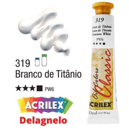 Tinta a oleo para pintura em Tela Branco de Titanio Acrilex Cod.: 319
