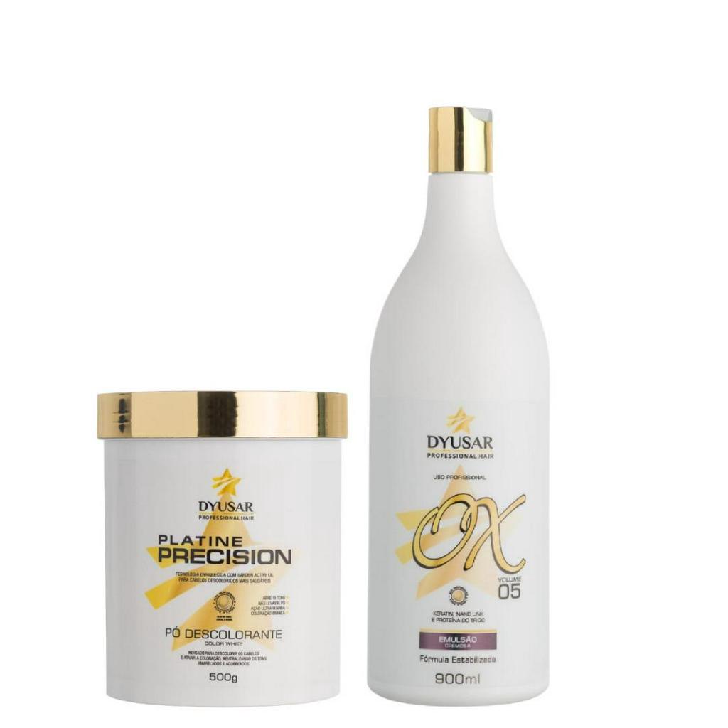 kit Pó Descolorante Platinado Profissional Platine Precision White + OX 5 Volumes DYUSAR