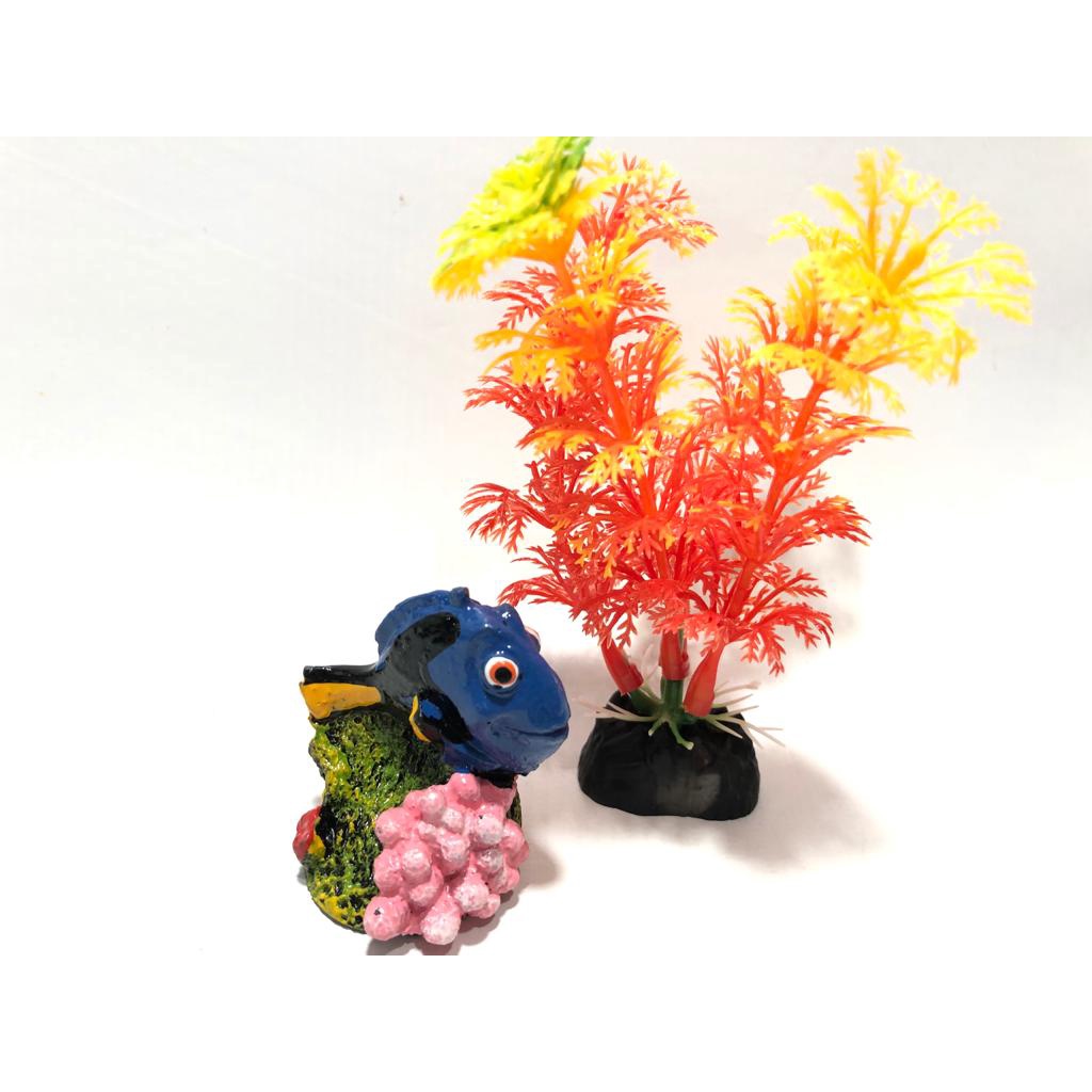 Enfeite Aquário Procurando Dory + Plantinha 10cm