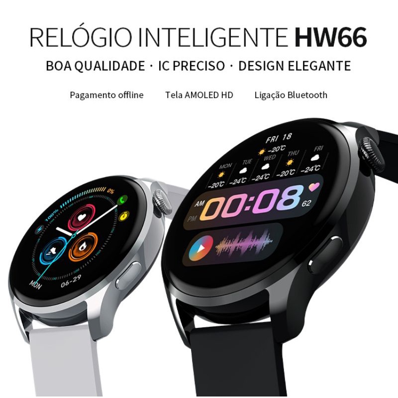 Smartwatch HW66 com tela amoled 1.35