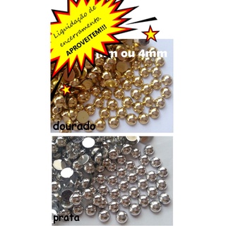 Meia perola Metálica 1,5mm 2mm 3mm 4mm 6mm 3d Chaton Unha Gel UV Acrílico
