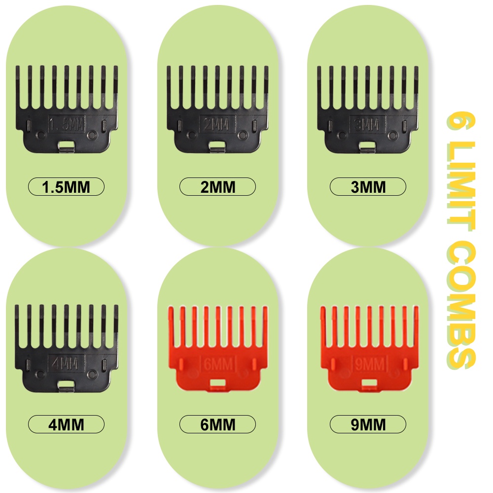 1conjunto T9 Protetor De Cabelo Guia De Pentes Guias De Corte Ferramentas De Estilo Compatível 1.5mm 2mm 3mm 4mm 6mm 9mm