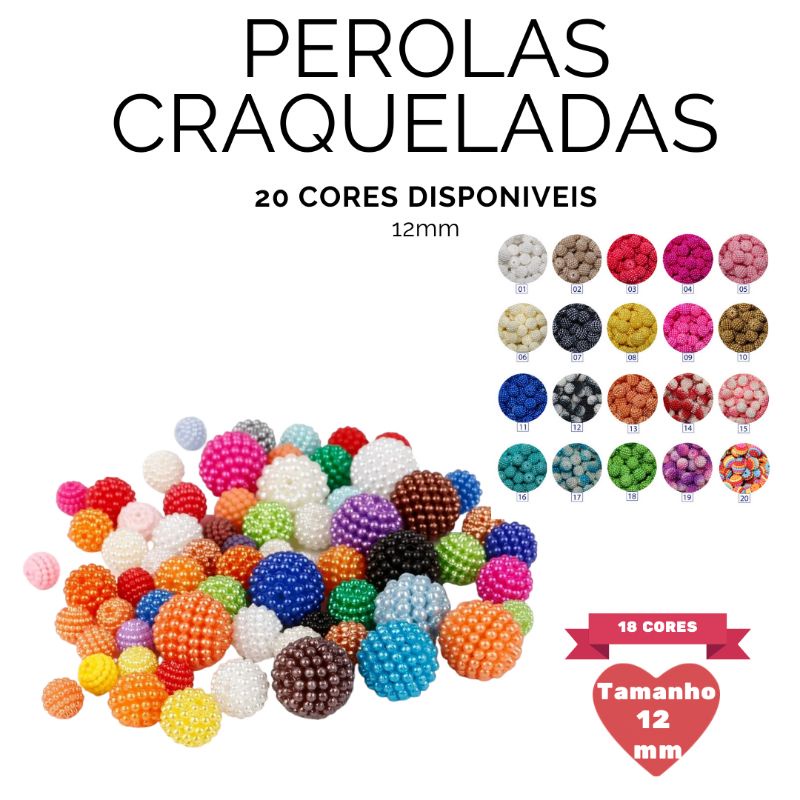 Miçanga Pérola Craquelada Abs 12 mm Pacote 100 unidades