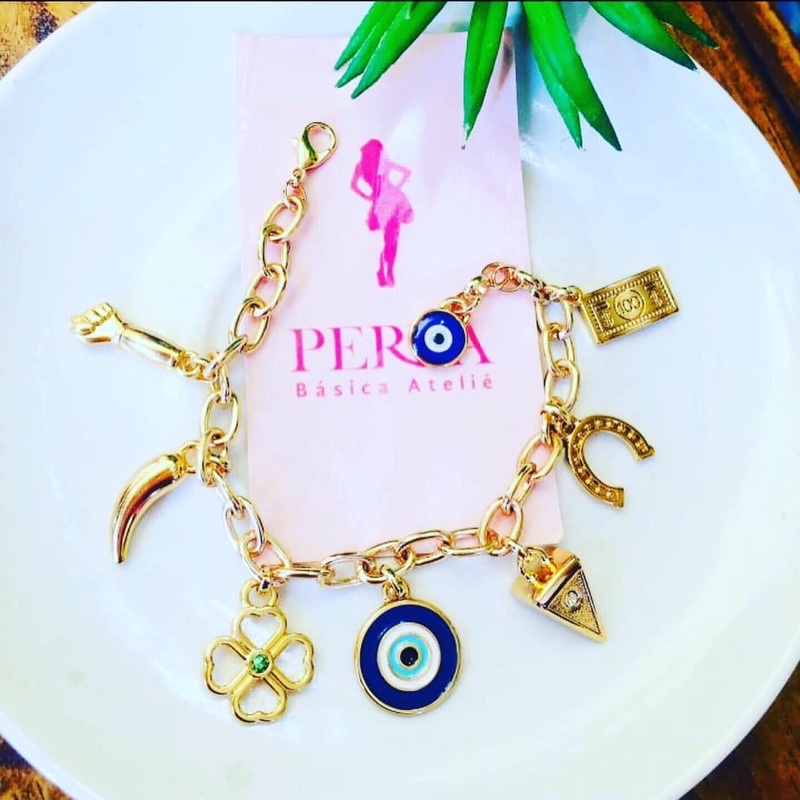 Pulseira Olho Grego Feminina Patuá figa trevo para boa sorte