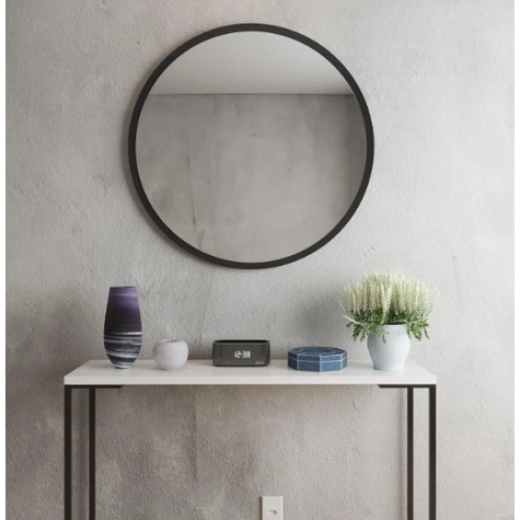 Espelho Redondo De Parede Estilo Minimalista 60 Cm - Preto