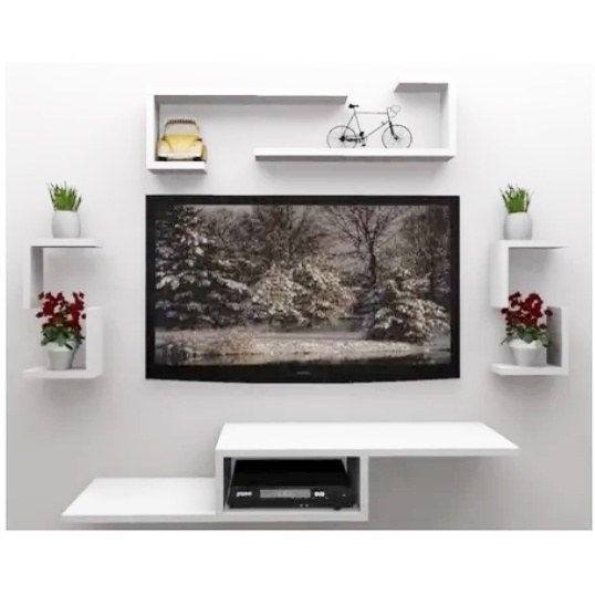 Nicho Rack Painel P/ Tv Quarto, Sala Games Kit 6 Peças Branco