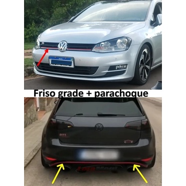 Friso Aplique Vermelho Grade + Parachoque Golf Tsi Gti Msi