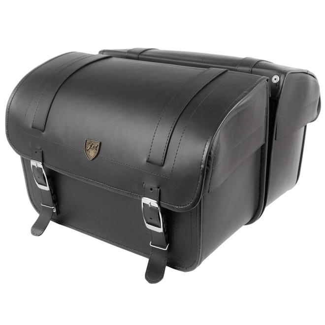 Alforge Lateral Indian 25 Litros Couro Legítimo Liso Preto