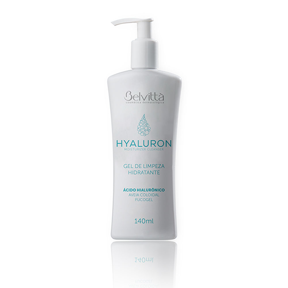 Gel de Limpeza Hidratante Hyaluron 140ml Belvittà - Ácido Hialurônico, Aveia Coloidal e Fucogel