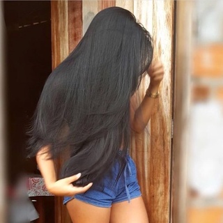 Cabelo bio humano castanho natural 75 cm com tic tac