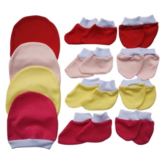 Kit Touca luva sapatinho 12 peças para bebê 100% Algodão em Oferta na Shopee